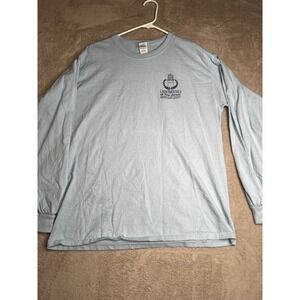 Gildan Ultra Cotton Long Sleeve T Shirt Lighthouses‎ New Jersey Map Blue Men L